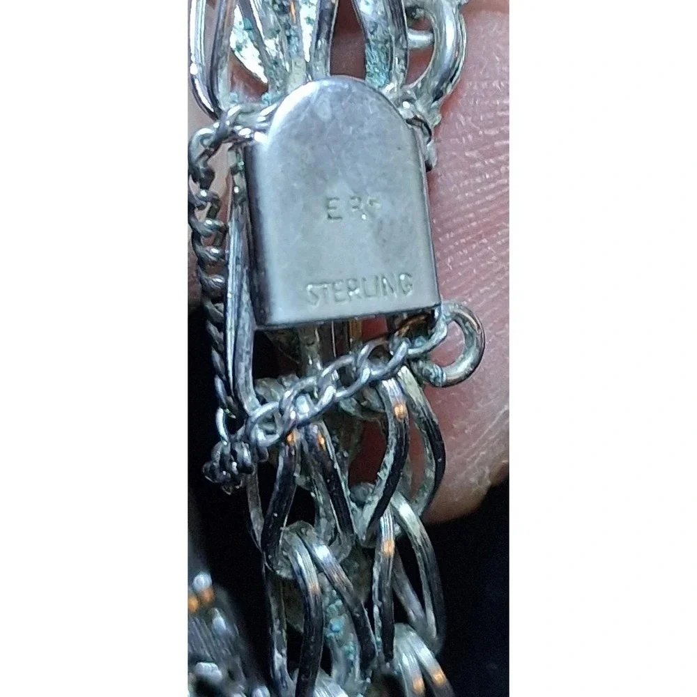 Elizabeth Rand Sterling Silver Heart Bracelet 7.5 Inches Long Vintage 925 Signed